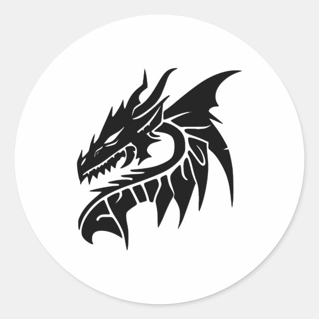 Elegant Monochrome Dragons Design Classic Round Sticker (Front)