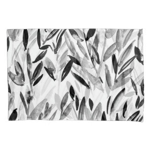 Elegant Monochrome: Natural Leaves Pattern Pillowcase