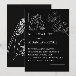 Elegant Monochrome Overlay Timeless Wedding Photo  Invitation