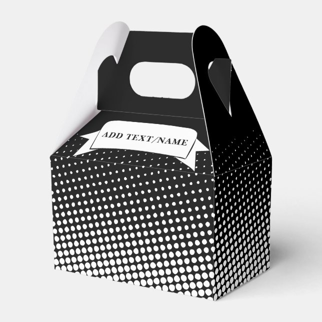 Elegant Monochrome Pattern Custom Name Favour Box (Front Side)