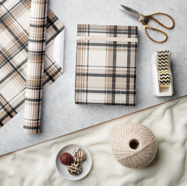 Elegant Monochrome Plaid Holiday Wrapping Paper (Crafts)