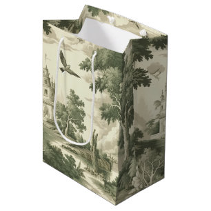 Elegant Monochrome Toile - Village & Balloon Medium Gift Bag