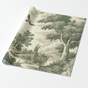 Elegant Monochrome Toile - Village & Balloon Wrapping Paper