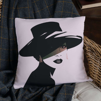Elegant Monochrome Woman Silhouette Cushion