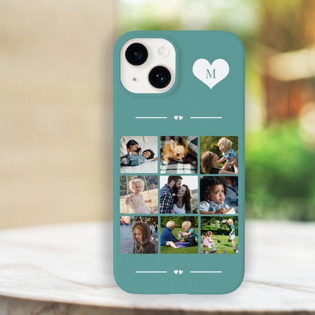 Elegant monogram 9 photo collage Case-Mate iPhone case (Creator Uploaded)