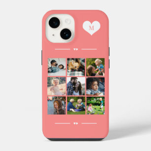 Elegant monogram 9 photo collage iPhone 14 case