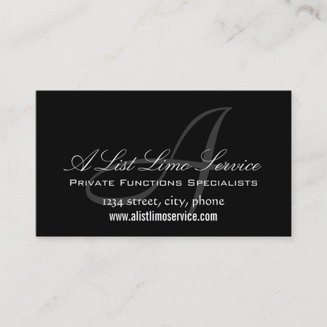 Elegant Monogram A Customisable Business Card (Front)