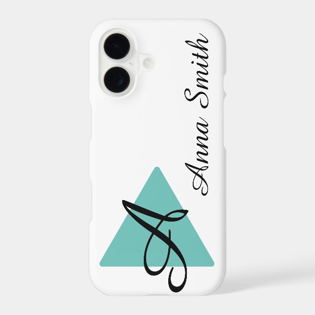 Elegant Monogram Abtract Teal Design (Back)