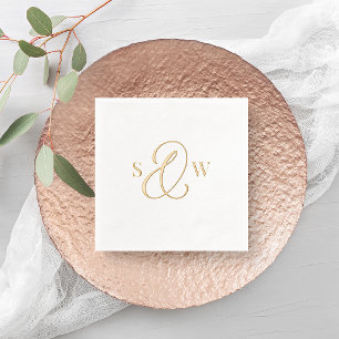 Elegant Monogram Ampersand   Luxe Wedding Gold Foil Napkins