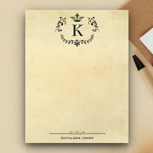 Elegant Monogram and Name Custom Vintage Paper Notepad
