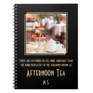 Elegant monogram art deco afternoon tea photo not notebook