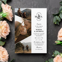 Elegant Monogram Asymmetrical Photos Wedding