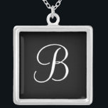 Elegant Monogram B Pendant Necklaces Black<br><div class="desc">Elegant Monogram Pendant Necklaces. Select "customise it" to change the letter,  colour,  background colour and font to personalise your pendant necklace,  including adding additional text. Makes a perfect gift.</div>