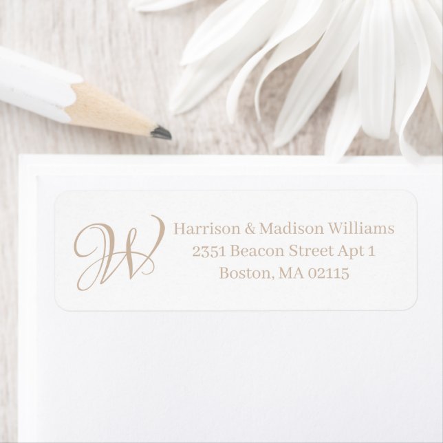 Elegant Monogram beige tan white custom Address  (Insitu)