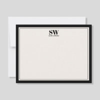 Elegant Monogram Black and Ivory Border Minimalist