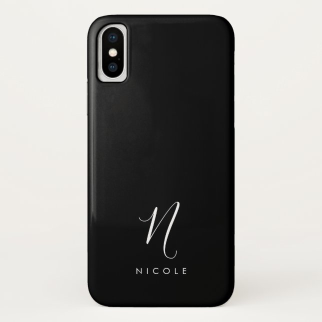Elegant Monogram Black and White Case-Mate iPhone Case (Back)