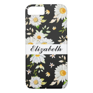 Elegant Monogram Black and White Daisy Pattern Case-Mate iPhone Case