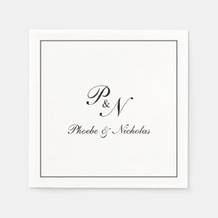 Elegant Monogram Black and White Formal Wedding Napkin