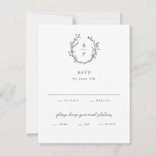 Elegant Monogram Black and White Formal Wedding RSVP Card
