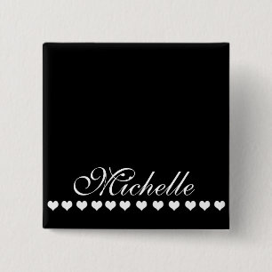 Elegant Monogram Black and White Hearts 15 Cm Square Badge