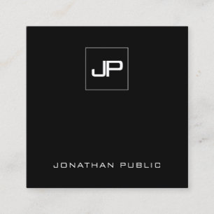 Elegant Monogram Black And White Initial Template Square Business Card
