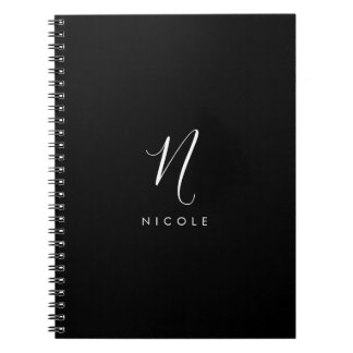 Elegant Monogram Black and White Notebook