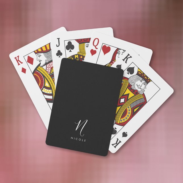 Elegant Monogram Black and White Playing Cards (Creator Uploaded)