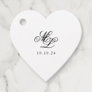 Elegant Monogram Black and White Script Favour Tags