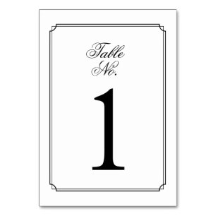 Elegant Monogram Black and White Script Table Number