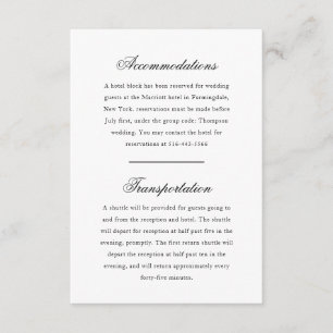 Elegant Monogram Black and White Wedding Hotel Enclosure Card