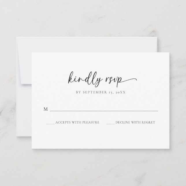 Elegant Monogram Black and White Wedding RSVP Card (Front)