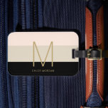 Elegant monogram black beige pink luggage tag<br><div class="desc">Elegant monogram black beige pink  girly feminine luggage tag. Easy to customise with your own info. Easy to customise font and colours.</div>