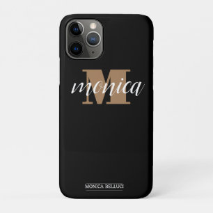 Elegant Monogram Black Gold Script minimal Case-Mate iPhone Case