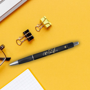 Elegant Monogram Black Gold Script Name