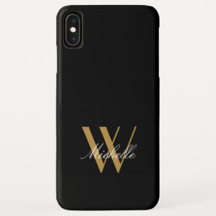 Elegant Monogram Black Gold Simple Name Script Case-Mate iPhone Case