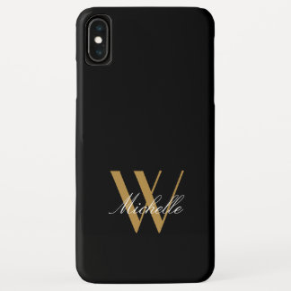Elegant Monogram Black Gold Simple Name Script Case-Mate iPhone Case