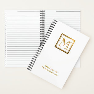Elegant Monogram Black Gold Square Frame Checklist Notebook