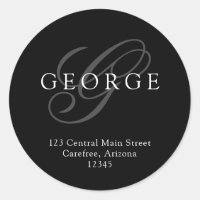 Elegant Monogram Black Grey Address