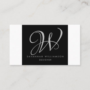 Elegant Monogram Black Grey Designer Business Card