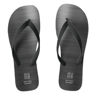 Elegant Monogram Black Jandals