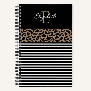 Elegant Monogram black Leopard Animal Print Notebo Notebook