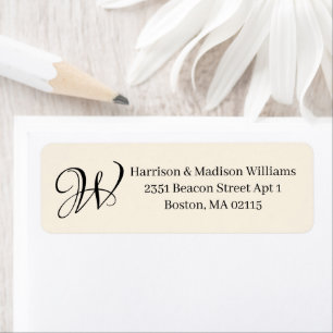 Elegant Monogram black light cream Return Address