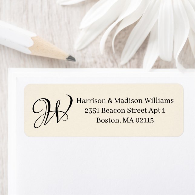 Elegant Monogram black light cream Return Address (Insitu)