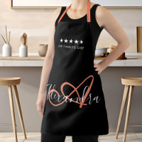 Elegant Monogram Black Pink Script Best Chef Name