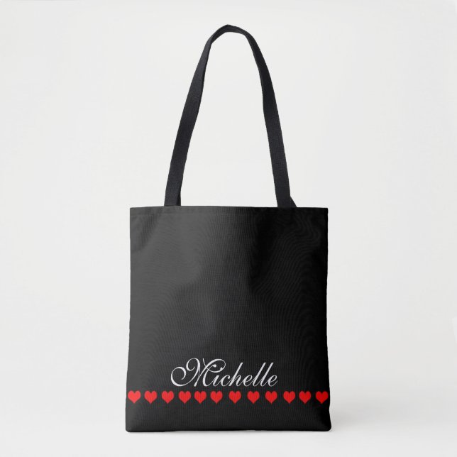 Elegant Monogram Black Tote Bag (Front)