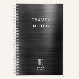 Elegant Monogram Black Travel Notebook