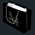 Elegant Monogram Black White Elegant Script Name Large Gift Bag<br><div class="desc">Elegant Monogram Black White Elegant Script Name Large Gift Bag</div>