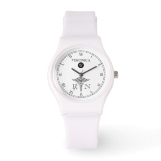 Elegant Monogram Black|White Face Nurse Watch