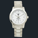Elegant Monogram Black|White Face Nurse Watch<br><div class="desc">An elegant monogram black and white watch, with a medical caduceus symbol and a spot for your gift recipient's name and last name initial monogram. A great gift for anyone who is a nurse, a nursing graduate, or any proud member of the medical community. This watch contains a white face...</div>
