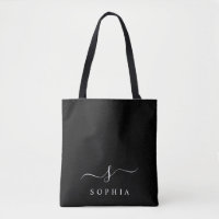 Elegant Monogram Black White Modern Minimalist